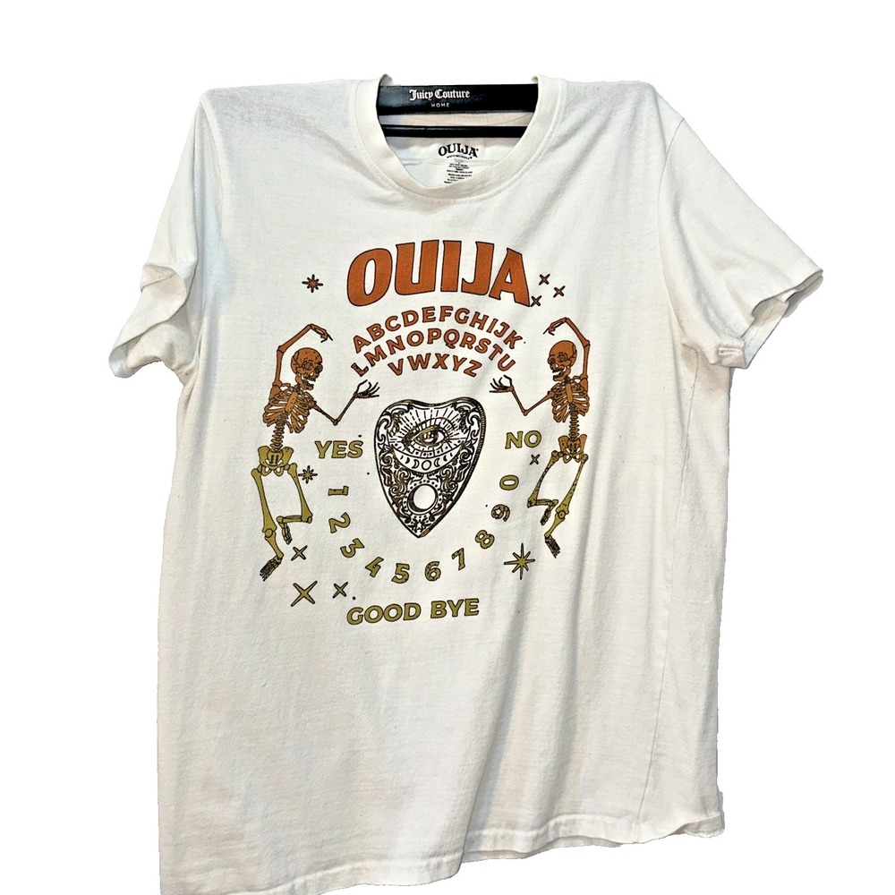 Ouija Board T Shirt Adult L Mystifying Oracle White Skeletons Witchcraft Goth